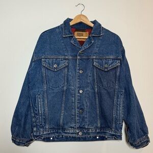 Vintage GAP Made in USA Flannel Lined Oversized Denim Jacket size xs